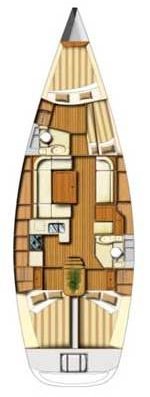 Layout of Dufour 44 Happy AS for charter in Izola in Slovenia
