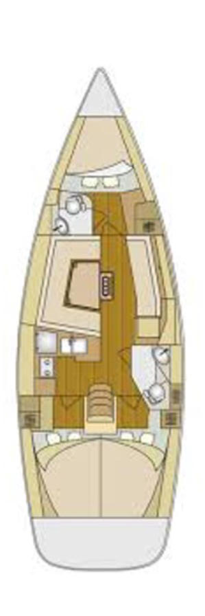 Layout of Elan 384 Impression Orca O for charter in Izola in Slovenia