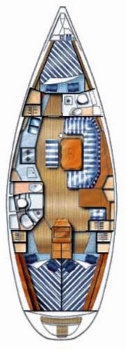Layout of Elan 394 Impression Orca V for charter in Izola in Slovenia