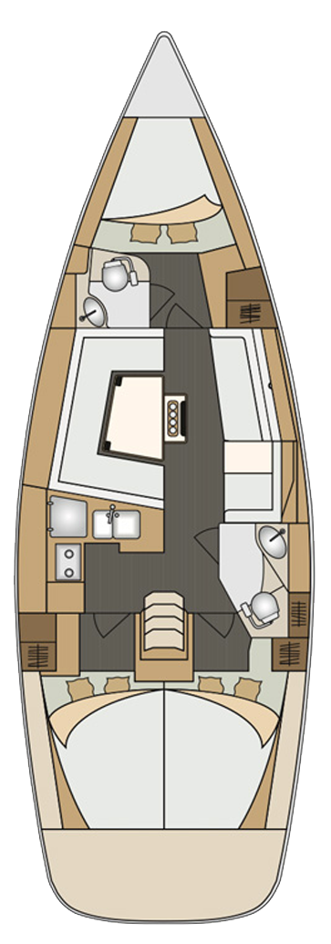 Layout of Elan Impression 40 Hope E for charter in Izola in Slovenia