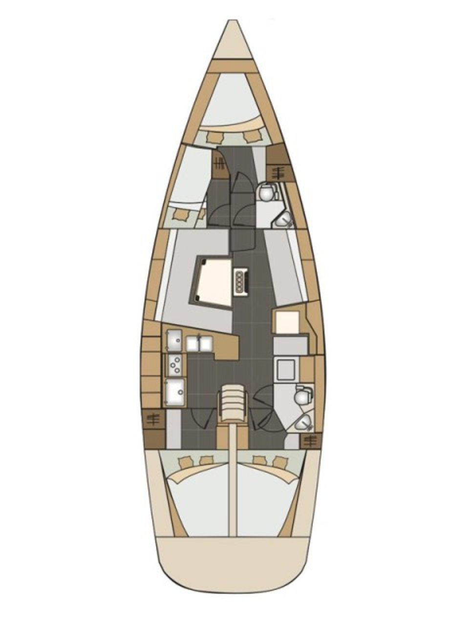 Layout of Elan Impression 45 High AS for charter in Izola in Slovenia