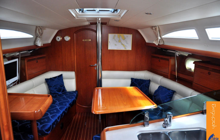 Saloon in Jeanneau Sun Odyssey 37 Bonaca for charter in Izola in Slovenia