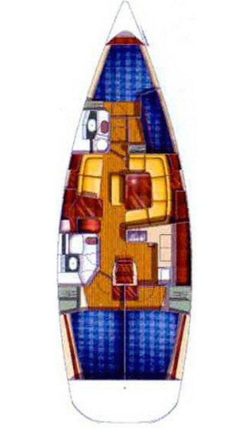 Layout of Jeanneau Sun Odyssey 43 Mantiz for charter in Izola in Slovenia