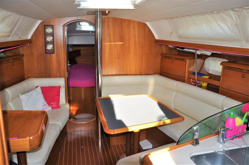 Saloon in Jeanneau Sun Odyssey 37 Pink Pearl for charter in Izola in Slovenia