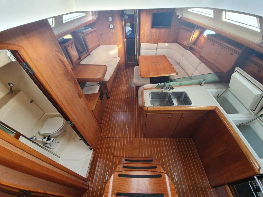 Saloon in Jeanneau Sun Odyssey 43 Mantiz for charter in Izola in Slovenia